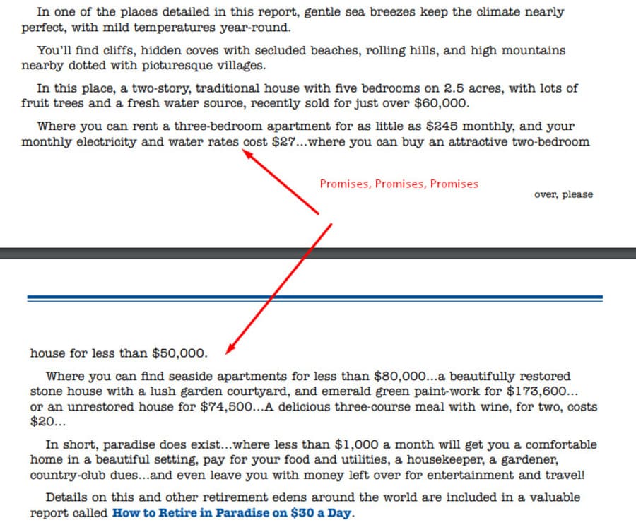 direct response copywriting examples of a lead or promise from bill bonner