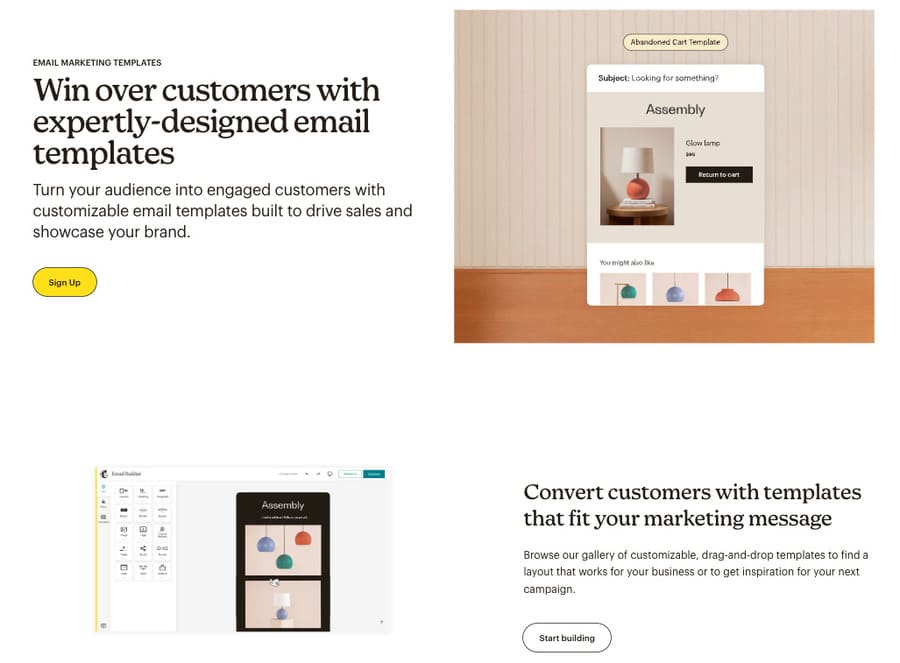 mailchimp email templates screenshot