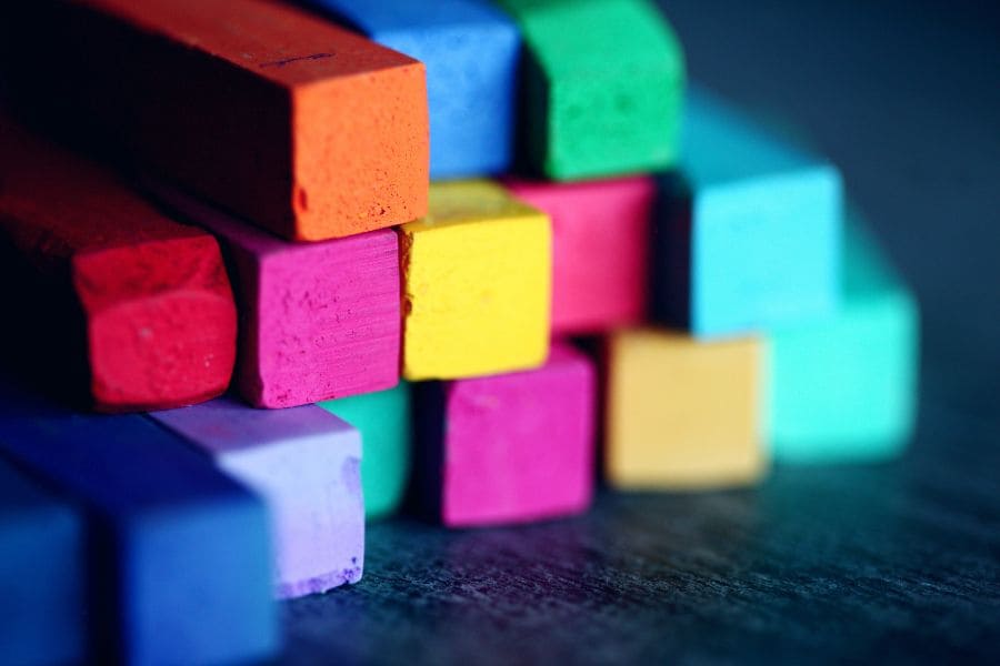 stack of colorful rectangular chalk sticks