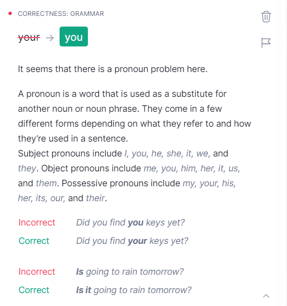 Grammarly correction