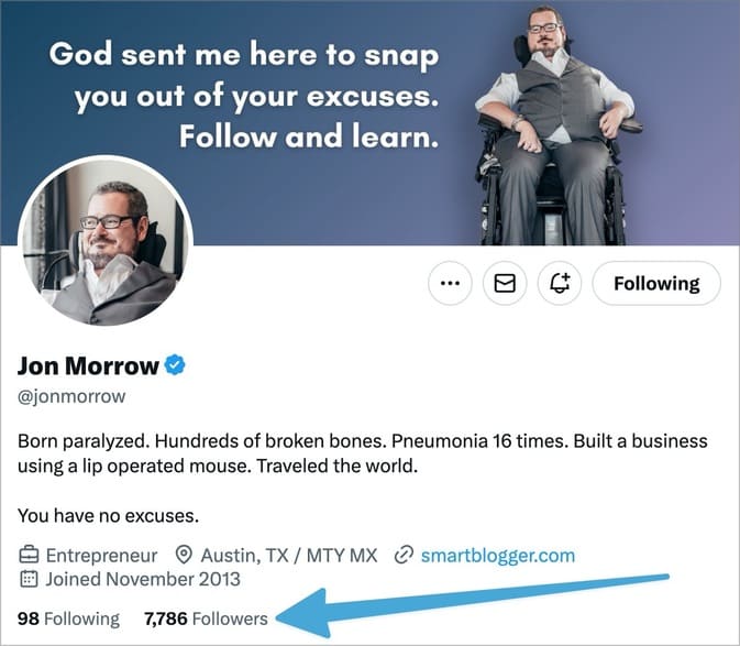 Screenshot of Jon Morrow's X/Twitter profile