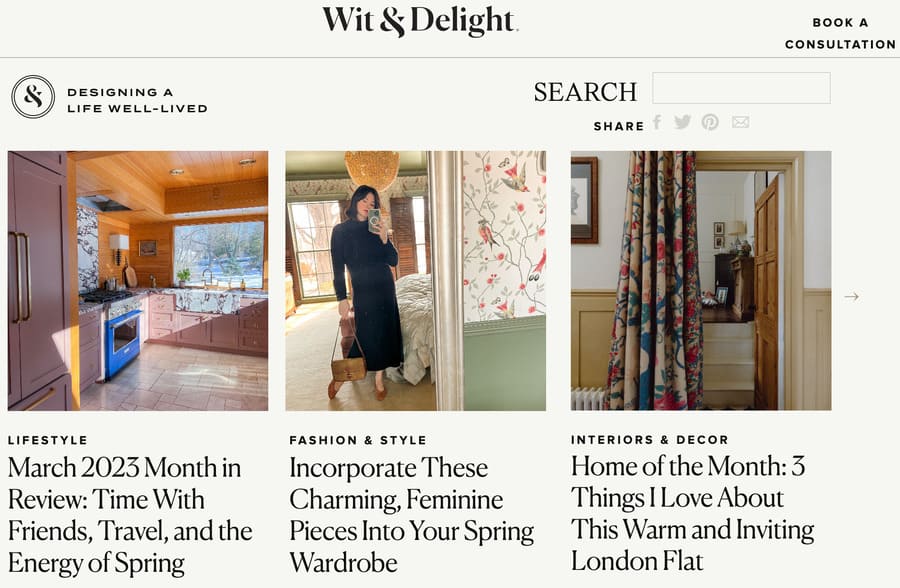 lifestyle blogs wit & delight homepage