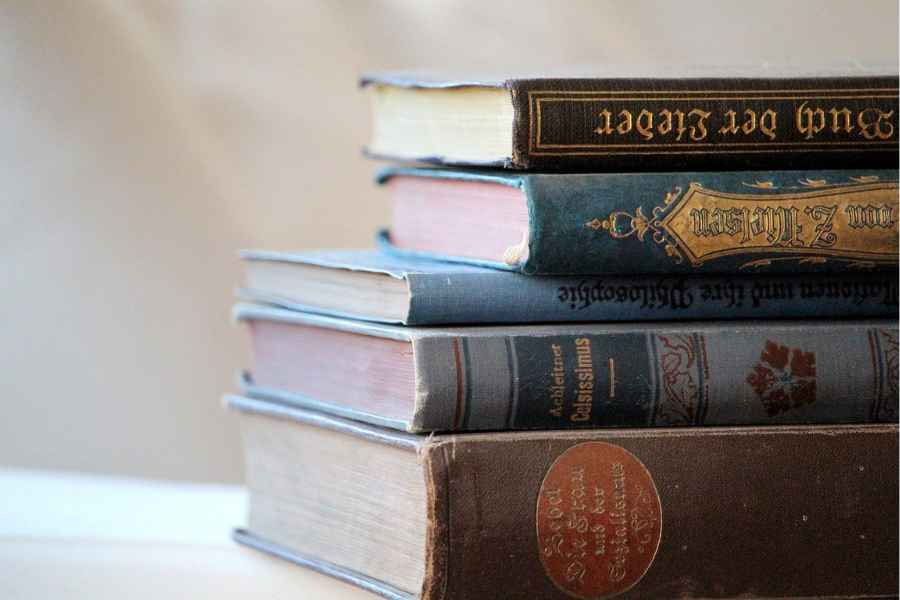 stack of old books