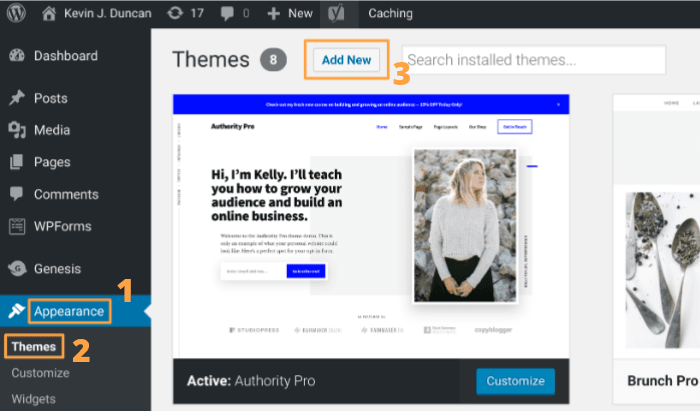 Start a blog - WordPress Theme Step 1