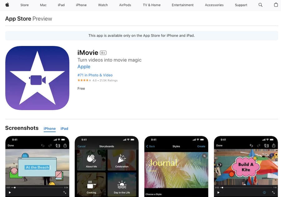 iMovie twitter video tool