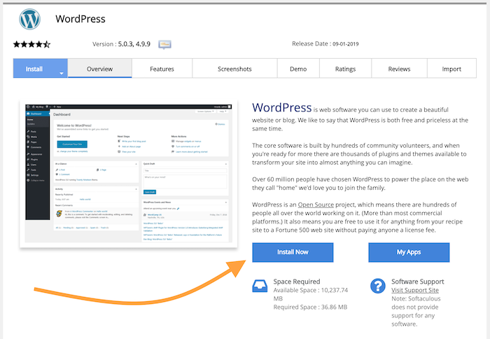 Click on the WordPress logo