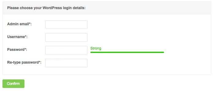 Choose your WP login details