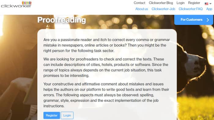 proofreading jobs clickworker homepage