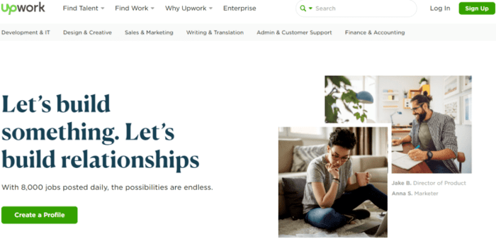 proofreading jobs upwork homepage