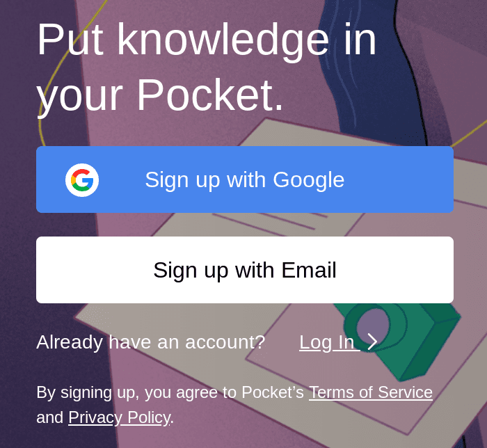 sign up for pocket